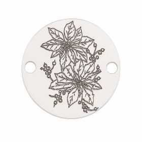 Bănuț argint 925 gravat flori ornamentale, Ø 12 mm — de primăvară E1971