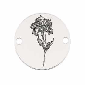Bănuț argint 925 gravat floare de iris, Ø 12 mm — de primăvară E1973