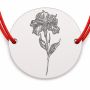 Brățară argint 925 cu bănuț floare de iris, șnur reglabil — cadou de primăvară B-E1973