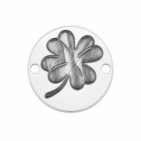 Bănuț argint 925 gravat trifoi cu patru foi, Ø 12 mm — norocos E1928
