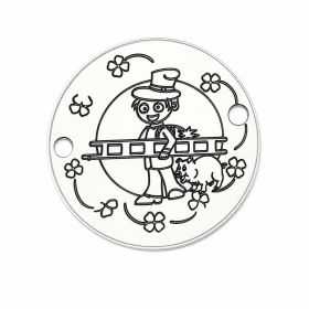 Bănuț argint 925 gravat coșar norocos, Ø 12 mm — norocos E2074