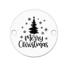 Bănuț argint 925 gravat brad și mesajul Merry Christmas, Ø 16,5 mm — de Crăciun E0727