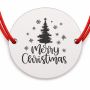 Brățară argint 925 cu bănuț brad și mesajul Merry Christmas, șnur reglabil — cadou de Crăciun B-E0727