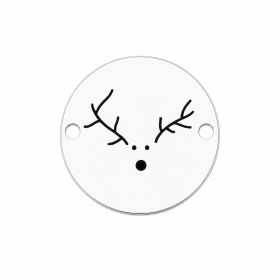 Bănuț argint 925 gravat chip minimalist de ren Rudolf, Ø 16,5 mm — de Crăciun E0747