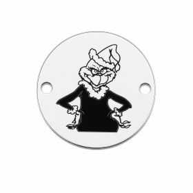 Bănuț argint 925 gravat personajul Grinch de Crăciun, Ø 16,5 mm — de Crăciun E0759