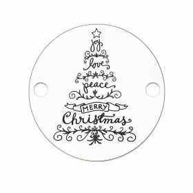 Bănuț argint 925 gravat brad din cuvinte festive, Ø 16,5 mm — de Crăciun E0728