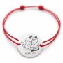 Brățară argint 925 cu bănuț două pisicuțe Merry Cat, șnur reglabil — cadou de Crăciun B-E1316