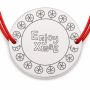 Brățară argint 925 cu bănuț mesaj Enjoy Xmas și globuri, șnur reglabil — cadou de Crăciun B-E1000