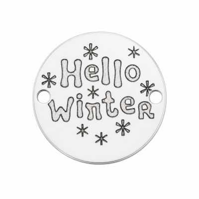 Bănuț argint 925 cu mesaj Hello Winter și fulgi gravat în Ro