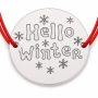 Brățară argint 925 cu bănuț mesaj Hello Winter și fulgi, șnur reglabil — cadou de iarnă B-E0971
