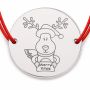 Brățară argint 925 cu bănuț ren cu mesaj Merry Xmas, șnur reglabil — cadou de Crăciun B-E0996