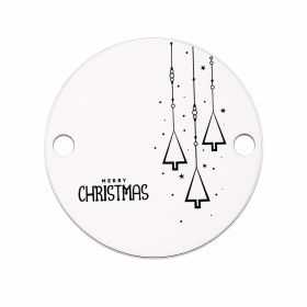 Bănuț argint 925 gravat mesaj Merry Christmas și brazi suspendați, Ø 16,5 mm — de Crăciun E0745