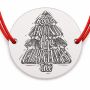 Brățară argint 925 cu bănuț brad tipografic Rockin Around the Christmas Tree, șnur reglabil — cadou de Crăciun B-E1005