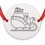 Brățară argint 925 cu bănuț sanie cu sac și cadouri, șnur reglabil — cadou de Crăciun B-E0973