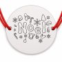 Brățară argint 925 cu bănuț mesaj Noel și motive de Crăciun, șnur reglabil — cadou de Crăciun B-E1009