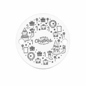 Bănuț argint 925 gravat mesaj Merry Christmas și simboluri festive, Ø 16,5 mm — de Crăciun E0989
