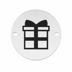 Bănuț argint 925 gravat cutie cadou cu fundă, Ø 16,5 mm — de Crăciun E0975