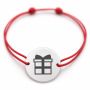 Brățară argint 925 cu bănuț cutie cadou cu fundă, șnur reglabil — cadou de Crăciun B-E0975