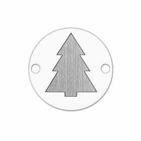 Bănuț argint 925 gravat brad de Crăciun minimalist, Ø 16,5 mm — de Crăciun E0974