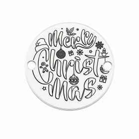 Bănuț argint 925 gravat mesaj Merry Christmas și simboluri festive, Ø 16,5 mm — de Crăciun E1010