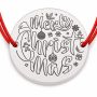 Brățară argint 925 cu bănuț mesaj Merry Christmas și simboluri festive, șnur reglabil — cadou de Crăciun B-E1010