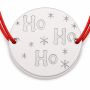 Brățară argint 925 cu bănuț mesaj Ho Ho Ho și steluțe, șnur reglabil — cadou de Crăciun B-E1022