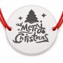 Brățară argint 925 cu bănuț mesaj Merry Christmas cu brad și steluțe, șnur reglabil — cadou de Crăciun B-E0953