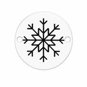 Bănuț argint 925 gravat fulg de nea geometric, Ø 16,5 mm — de Crăciun E1020