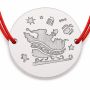 Brățară argint 925 cu bănuț sania lui Moș Crăciun cu daruri, șnur reglabil — cadou de Crăciun B-E0955