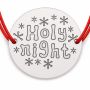 Brățară argint 925 cu bănuț mesaj Holy night și fulgi de nea, șnur reglabil — cadou de Crăciun B-E1013