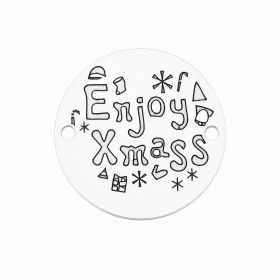 Bănuț argint 925 gravat mesaj Enjoy XmaSS și simboluri festive, Ø 16,5 mm — de Crăciun E1024