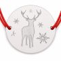 Brățară argint 925 cu bănuț ren cu coarne și fulgi de nea, șnur reglabil — cadou de Crăciun B-E0962