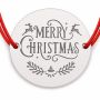 Brățară argint 925 cu bănuț mesaj Merry Christmas cu reni, șnur reglabil — cadou de Crăciun B-E0954
