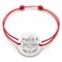 Brățară argint 925 cu bănuț mesaj Merry Christmas cu reni, șnur reglabil — cadou de Crăciun B-E0954
