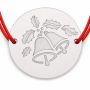 Brățară argint 925 cu bănuț clopoței și frunze de ilice, șnur reglabil — cadou de Crăciun B-E0960