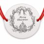 Brățară argint 925 cu bănuț coroniță festivă cu lumânări și mesaj Merry Christmas, șnur reglabil — cadou de Crăciun B-E1003