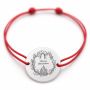 Brățară argint 925 cu bănuț coroniță festivă cu lumânări și mesaj Merry Christmas, șnur reglabil — cadou de Crăciun B-E1003