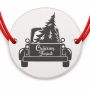Brățară argint 925 cu bănuț mașină cu brad și mesaj Crăciun Fericit, șnur reglabil — cadou de Crăciun B-E1872