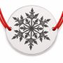 Brățară argint 925 cu bănuț fulg de nea geometric, șnur reglabil — cadou de Crăciun B-E1876