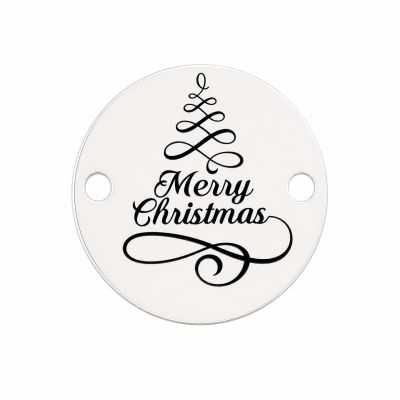 Bănuț argint 925 cu mesaj Merry Christmas și brăduț stilizat