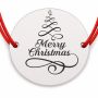 Brățară argint 925 cu bănuț mesaj Merry Christmas și brăduț stilizat, șnur reglabil — cadou de Crăciun B-E1877