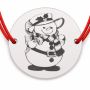 Brățară argint 925 cu bănuț om de zăpadă cu pălărie și fular, șnur reglabil — cadou de Crăciun B-E1881
