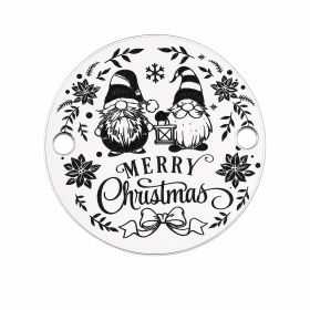 Bănuț argint 925 gravat doi gnomi și mesaj Merry Christmas, Ø 12 mm — de Crăciun E1894