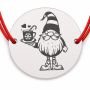 Brățară argint 925 cu bănuț gnom cu cană festivă, șnur reglabil — cadou de Crăciun B-E1895