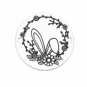 Bănuț urechi de iepuraș în cunună florală argint 925 16.5mm E1441