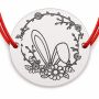 Brățară argint 925 cu bănuț urechi de iepuraș, șnur reglabil — cadou de Paște B-E1441