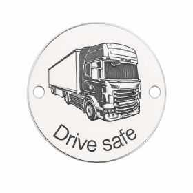 Charm camion din argint 925, TIR „Drive Safe” 16.5 mm E1461