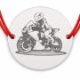 Brățară argint 925 cu bănuț motociclistă, șnur reglabil — cadou moto B-E1038