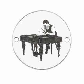 Charm țambal din argint 925, interpret la țambal gravat 16.5 mm E1430