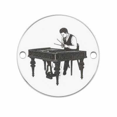 Charm țambal din argint 925, interpret la țambal gravat 16.5 mm E1430